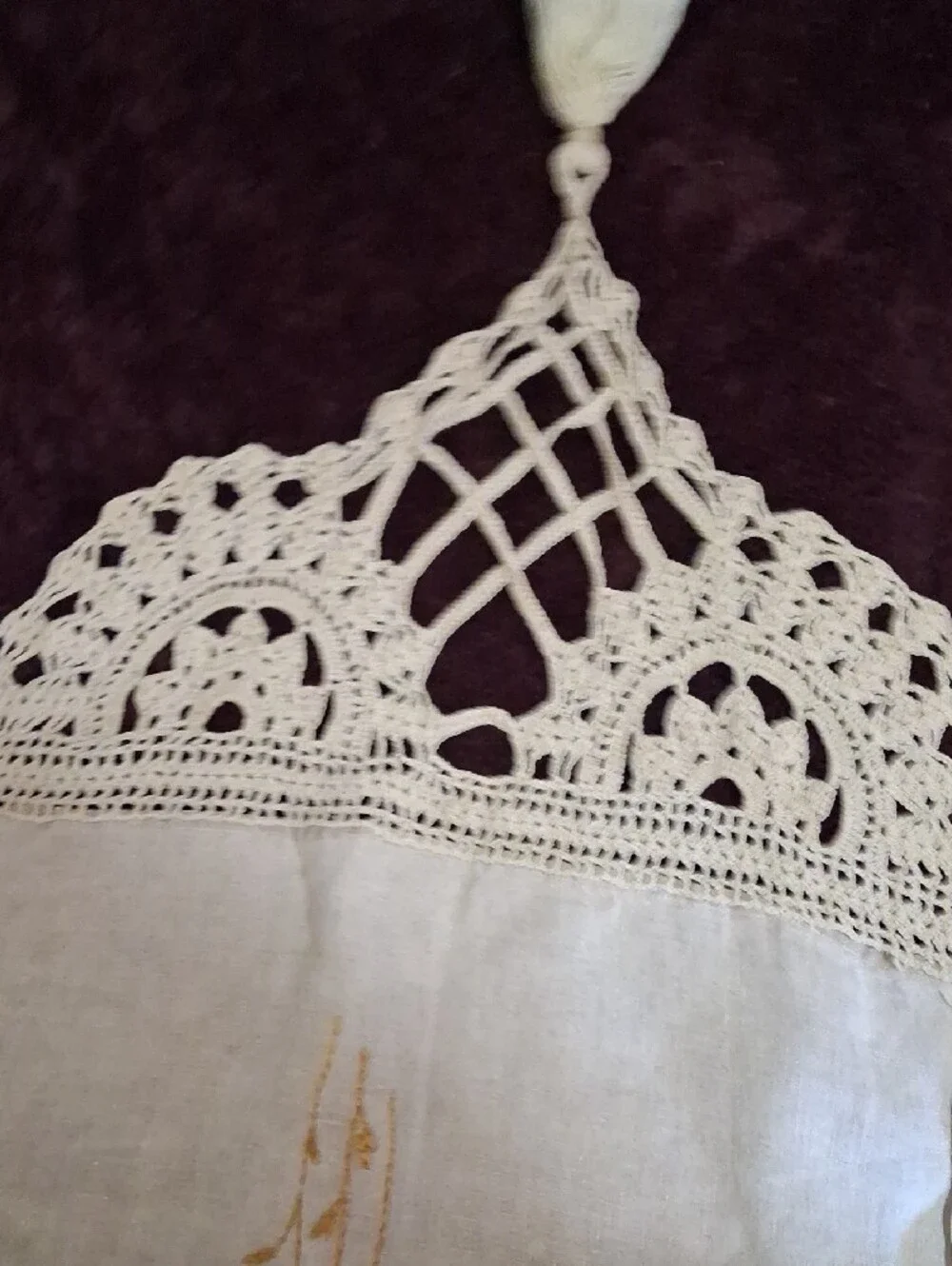 VINTAGE Embroidered Floral Table Runner - White with Orange Flowers